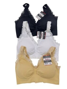 Angelina Seamless Wireless Lace Bra Removable Pads 3 Colors L/XL NWT